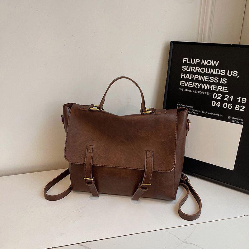 2025 Stylish & Versatile Messenger Bag: Large-Capacity Retro Leather Briefcase Backpack for College & Commute