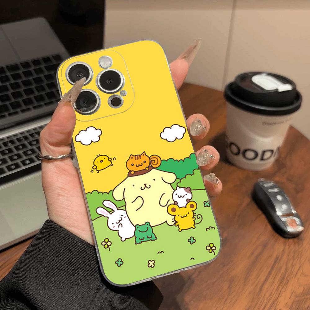 Cartoon P-Pompompurins Schattige Transparante Telefoonhoesje Voor IPhone 16 15 14 13 12 11 Pro Max Plus Zacht Hoesje