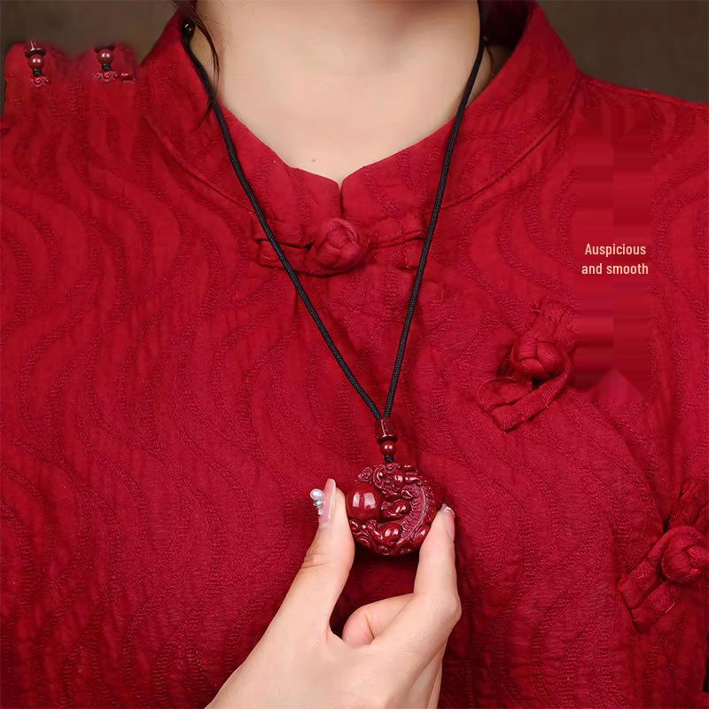 Cinnabar Purple Gold Sand Pixiu Wealth Pendant for Women - Zodiac Year Charm