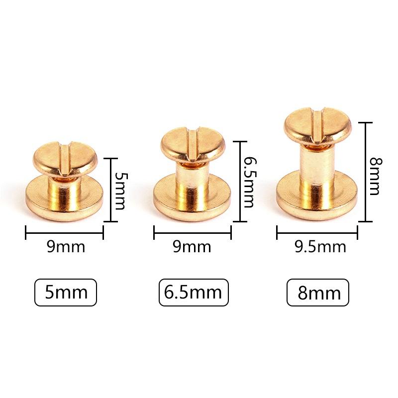 STONEGO 10PCS Leather Tool Double Cap Belt Leather Screws Studs Decorative Copper Rivets Metal Craft Double Sided Stonego Tools