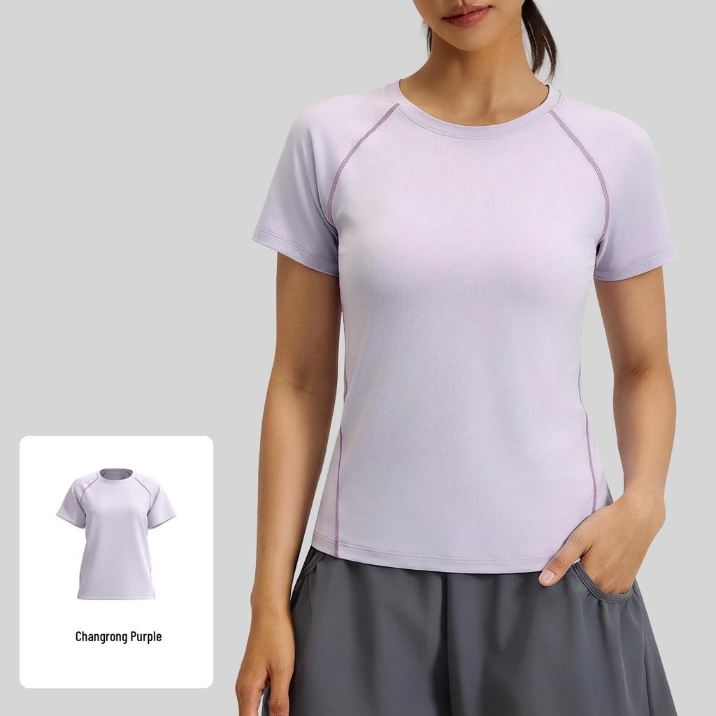 Juyi Tang Women's Breathable Round Neck Yoga Top - Slimming, Sporty, and Versatile