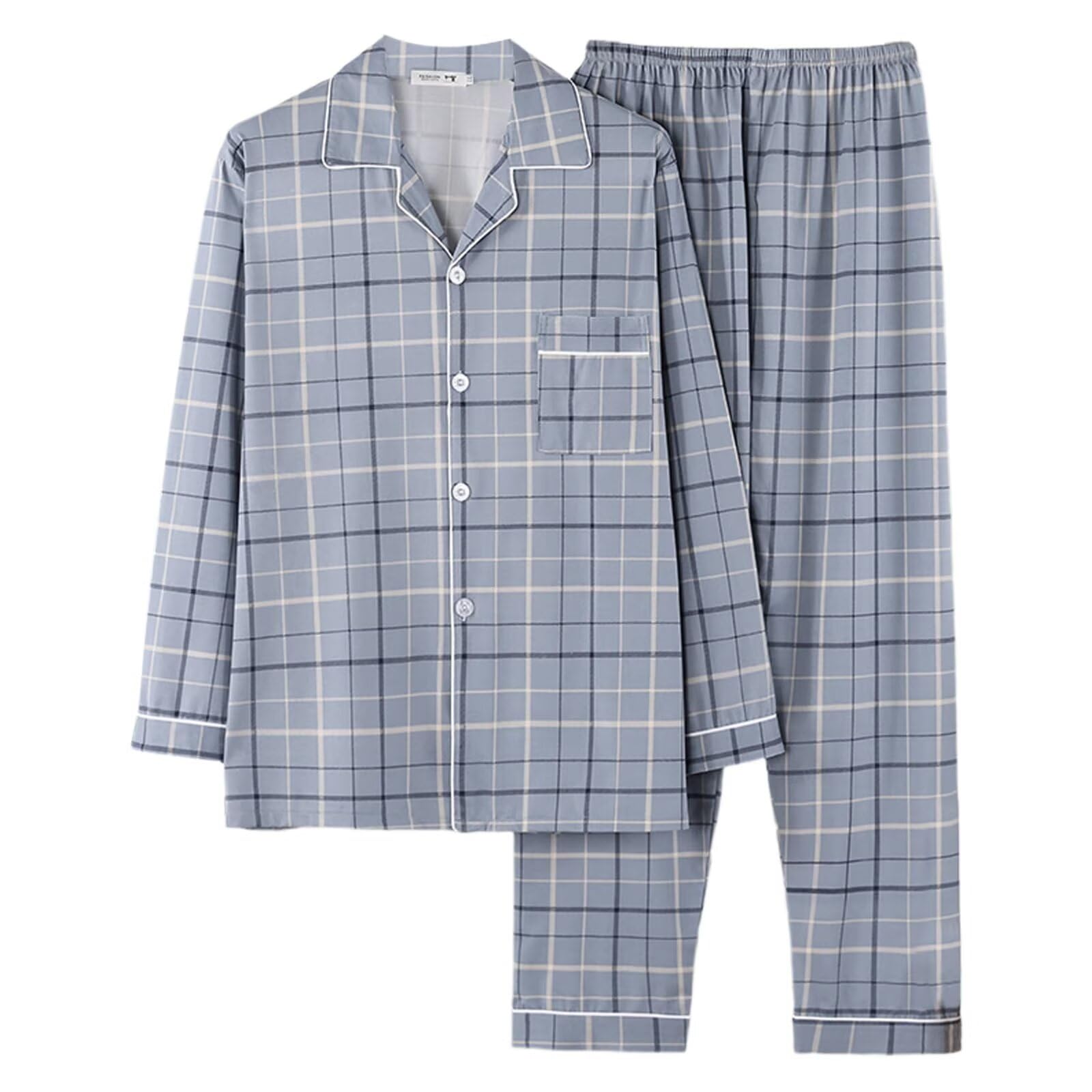 

HEWEAYTA Большой размер Топ для отдыха с застежкой спереди и Длинный и Нежный по размерам Размер Мужская пижама, - Комплект, Низ, Рукава, Легкий, Дышащий,