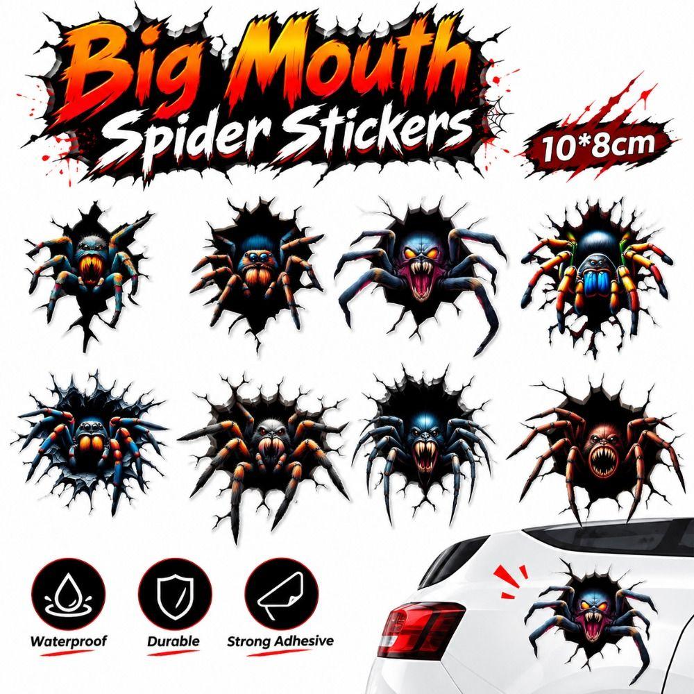5Pcs Self Adhesive Spider Stickers Irregular Shape Vehicle Decals Halloween Decoration