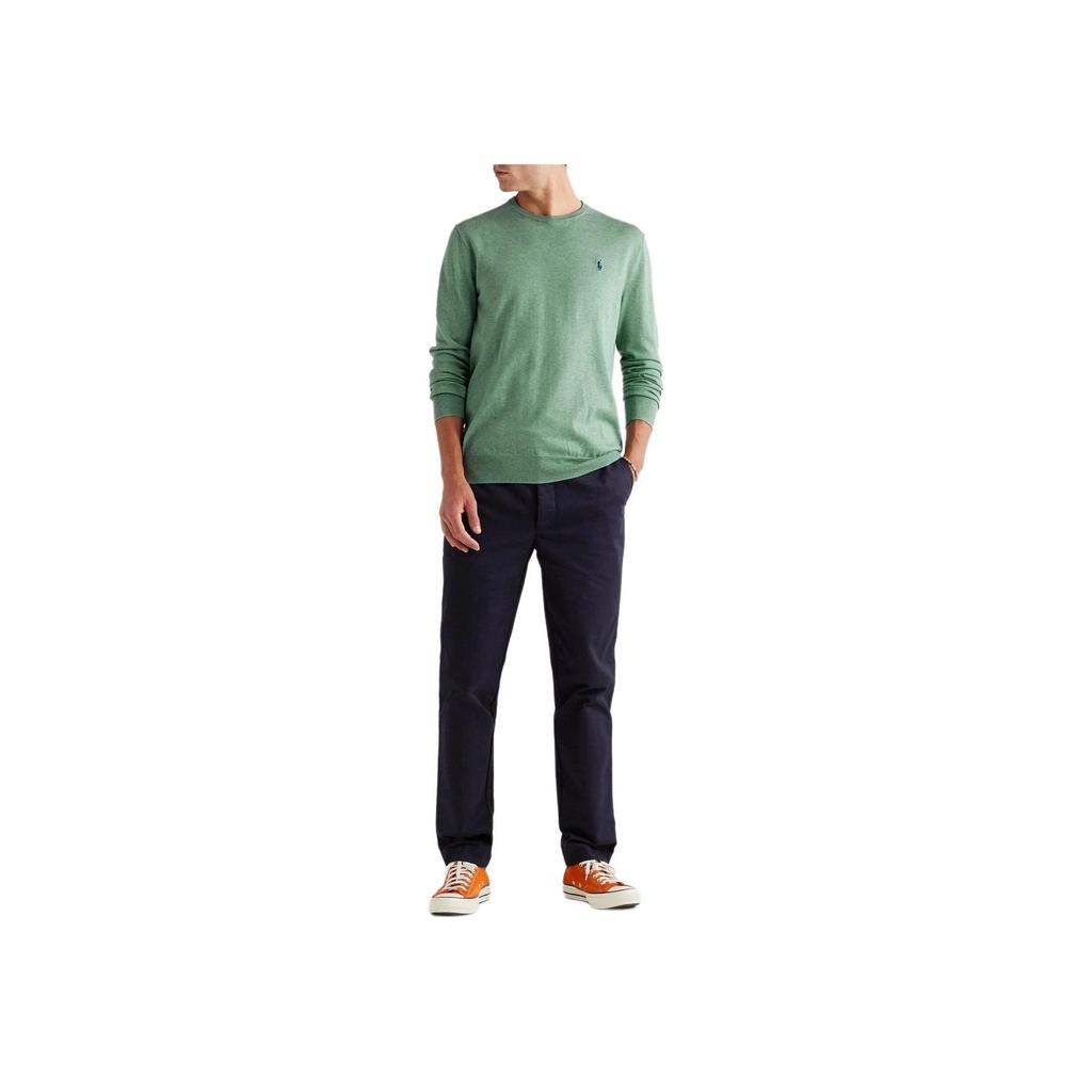 Polo Ralph Lauren Embroidered Crew Neck Long Sleeve Knit Sweater Men sweater Green MNPOSWE16821016-300