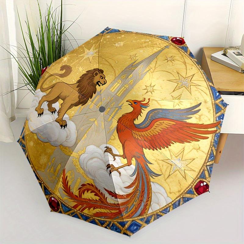 

1pc Lion and Phoenix: Symbolic Harmony Umbrella with Plastic Handle,Suitable for All Seasons Home Travel Outdoor UmbrellaB1700