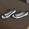 Polka Dot Round Toe Ballet Flats for Women Bow Decoration Shallow Sweet Dress Shoe Lightweight Soft Comfort Loafers