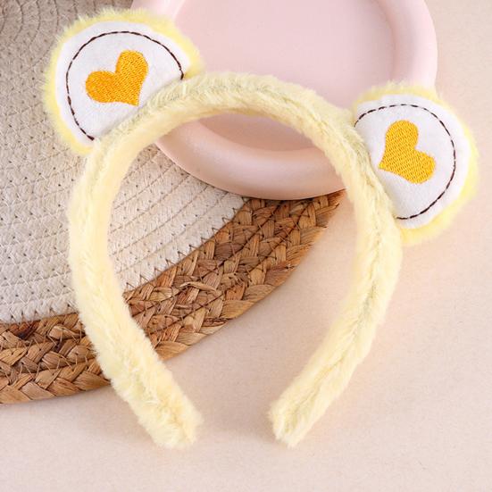Hair Hoop Toothed Anti-Slip Plush Headband with Bear Ears Decor Fluffy Elastic Face Washing Makeup Hairband