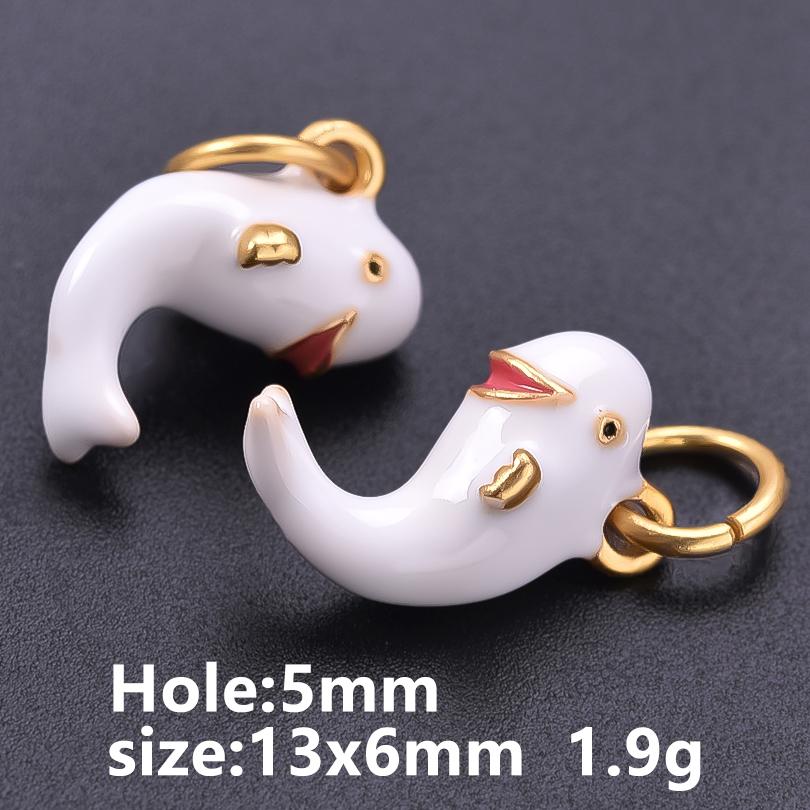 5pcs Kawaii Animal Pendant Enamel Charms For Jewelry Making Duck Bunny Elephant Lucky Fish Charm Handmade Materials Accessories