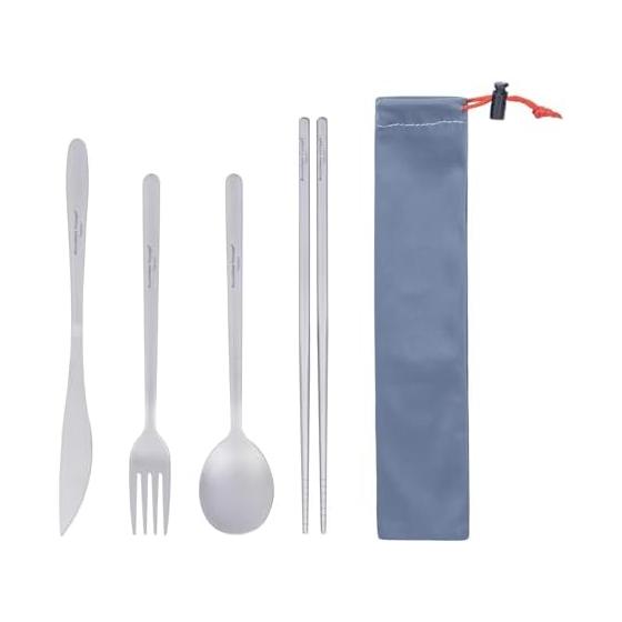 Boundless Voyage Titanium Camp Cutlery Set Chopsticks Spoon Fork Knife Lightweight Sturdy Compact Cookware Solo Camping Outdoor Camping Equipment