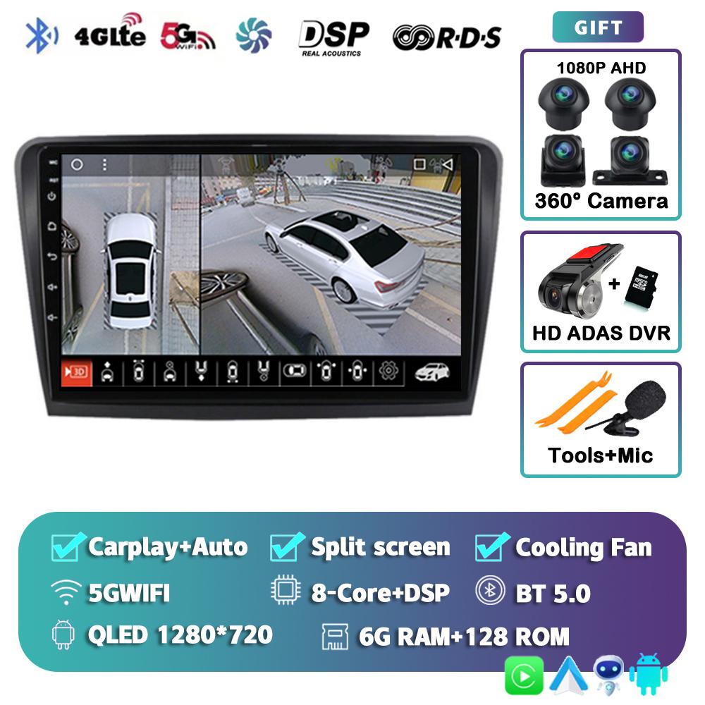 Android 14 Carplay Auto WIFI+4G Car Radio For Skoda Superb 2 B6 2008-2015 Multimedia GPS Video Player Stereo DSP Head Unit Audio