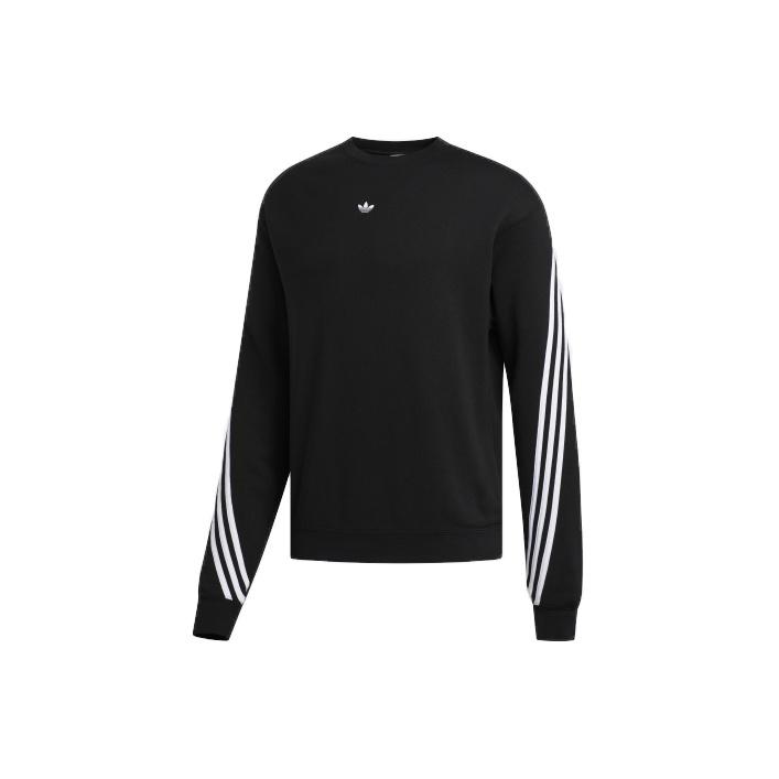 adidas Sudadera con capucha holgada con rayas de trébol originales para hombre, color negro, para otoño, FM1522