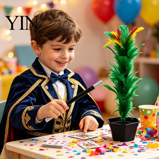 Colorful Feather Flower Stick To Magic Trick, Appearing In Pot from Wand, Impromptu Tricks Up Close Stage Trick Props for Street Performance, Parties