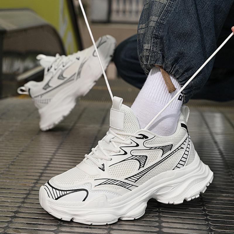 Mode Herren Schuhe mit dicker Sohle, höhenverstärkend, Mesh, atmungsaktiv, Sport, Laufen, Freizeit, bequem, Laufschuhe, leicht, rutschfest 37-44