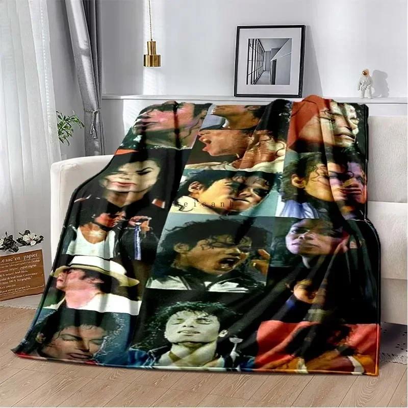 Custom Pop Music Michael J-Jackson Printed Flannel Blanket , Warm Soft Cozy Blanket Flannel Livingroom Home Decor Birthday Gi