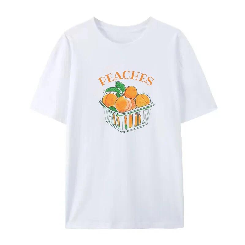 Vintage Peaches Printed Graphic Unisexs Tshirt Cute Aesthetic Tshirts Short Sleeve Retro Grunge Tops Y2k Unisexs Clothing