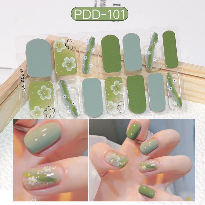 Press On Nail Stickers 1 Sheet Long Lasting Floral Pattern Self Adhesive Fake Nails for Gift Giving