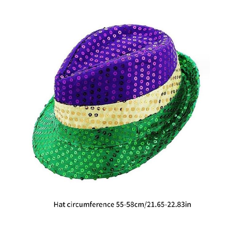 Mardi Gras Party Dress Up Set Sequins Fedora Cap Neckwear Braces Festival Supply