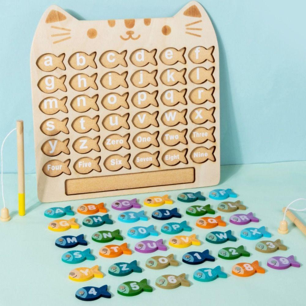 Montessori Alphabet Fishing Toy Set Magnetic Number Fishing Game Toys  Birthday Gift
