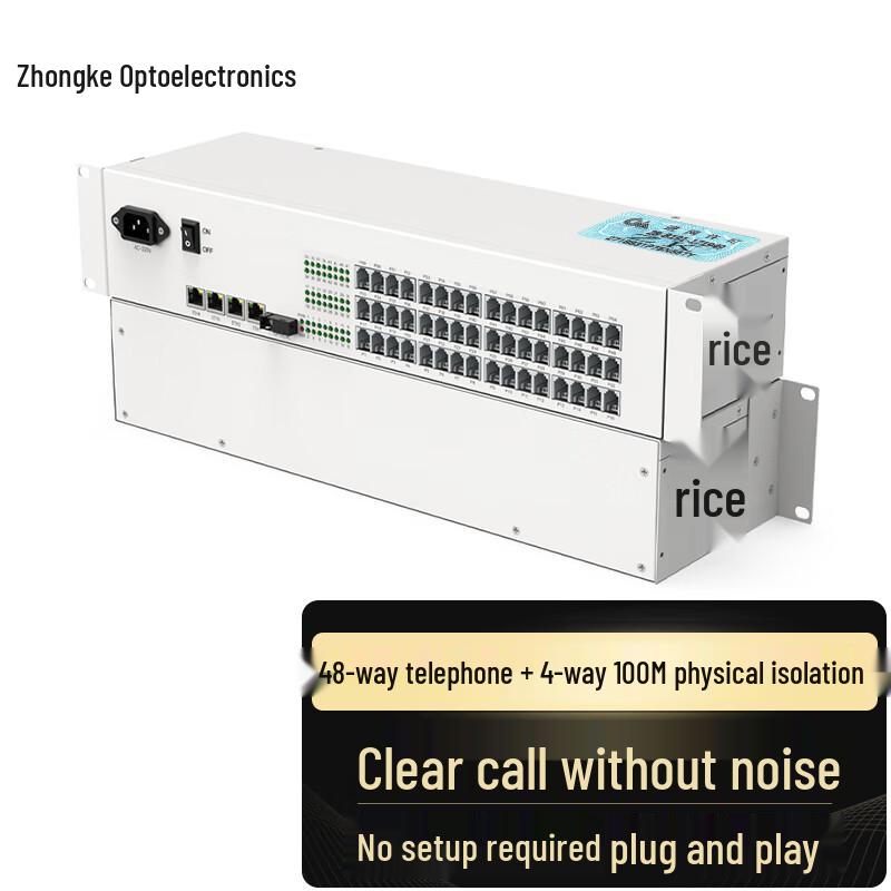 Zhongke Optoelectronics 48-Channel Voice & 4-Port Fast Ethernet Fiber Optic Multiplexer SC Interface