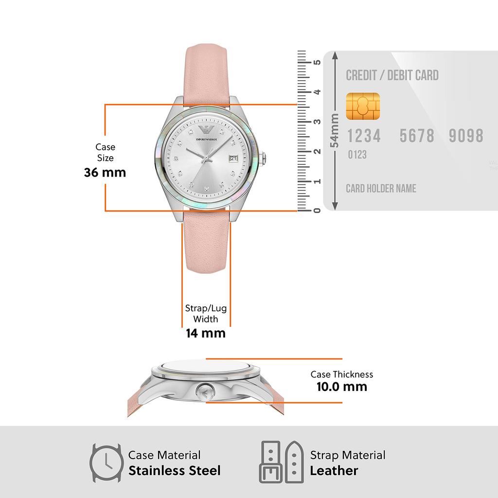 Emporio Armani Three-Hand Date Pink Leather Watch