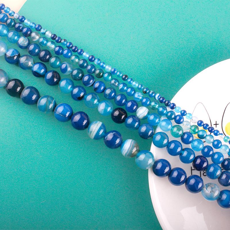 

Королевский синий полосатый агат бусины для изготовления ювелирных изделий и браслетов своими руками 12mm