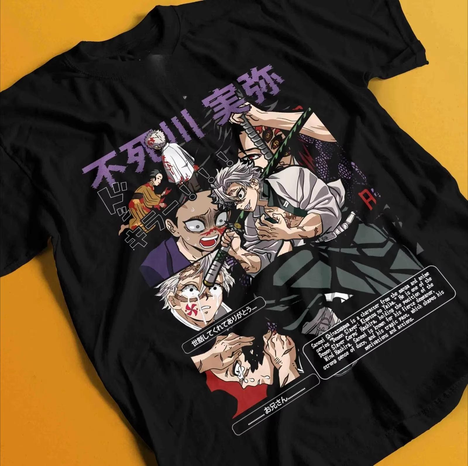 

2026 new Demon Slayer Shirt Sanemi Shinazugawa Tshirt Tanjiro T-Shirt Muzan Doma Genya Summer Men s and Women s T-shirt Top -... S