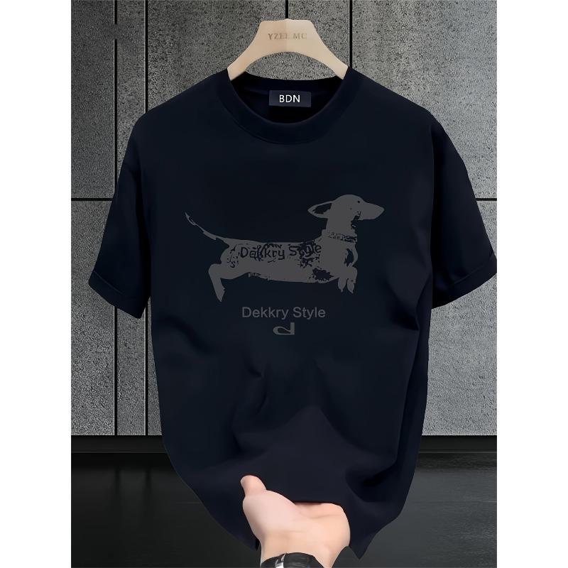 European sizes Heavy Trendy Short-sleeved T-shirt for Men's Summer Korean Printed Casual Versatile Tops for Men