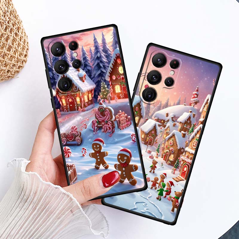 Boîte Cadeau Noël Design Coque de Téléphone Pour Samsung Galaxy S26 S25 S24 S23 S22 S21 S20 Ultra Plus FE 5G Noir TPU Souple
