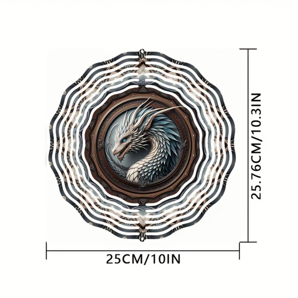 Ice Dragon Wind Spinner 3D Metal Art Decor with 360 Rotating Hook for Outdoor Indoor Garden Patio Yard Housewarming Gift Weather Resistant