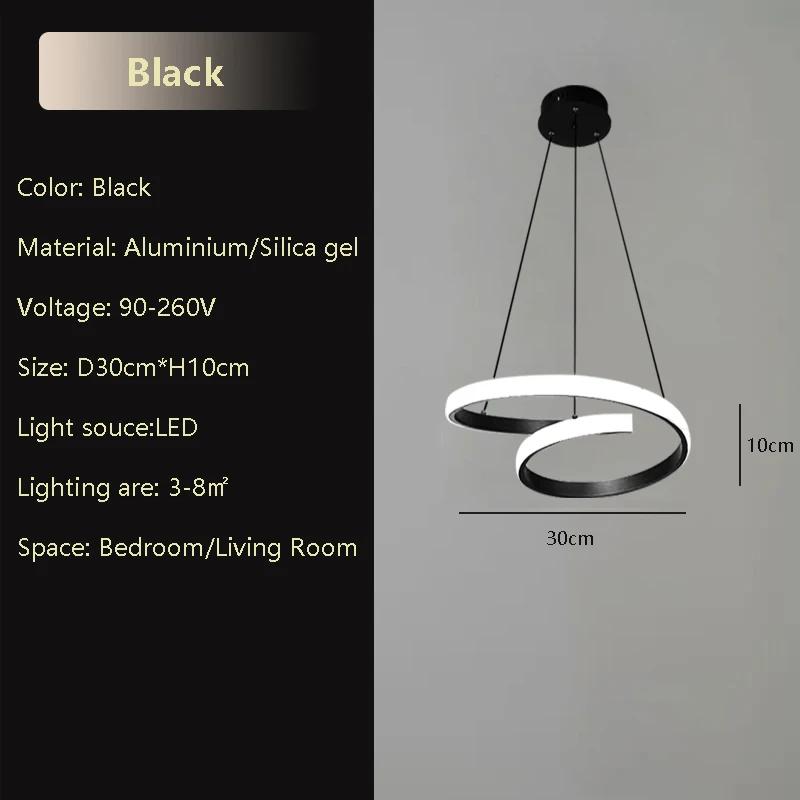 

Современный светодиодный подвесной светильник в стиле минимализма для ресторана, спальни, гостиной, внутреннего освещения, 30 см, черный белый, круглый светильник Cool White