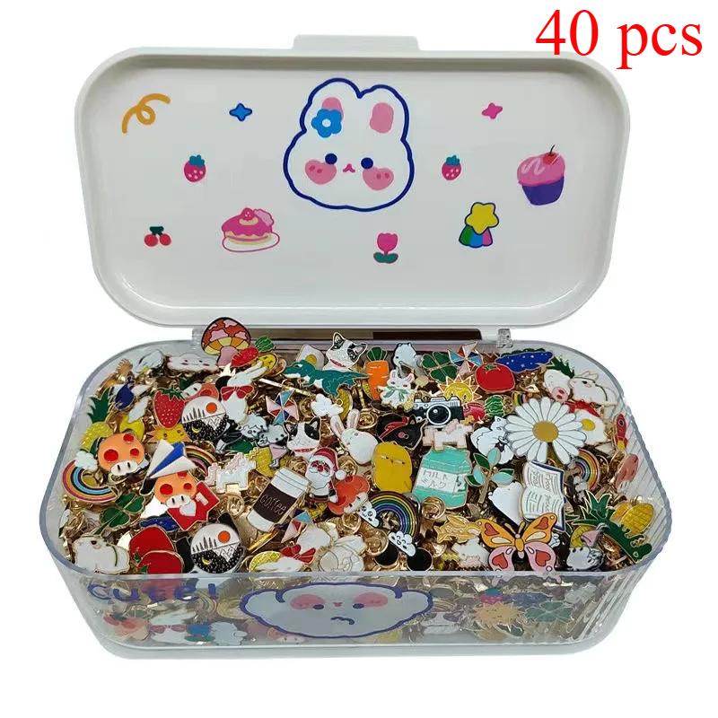 10/20/30/40/50Pcs Enamel Pin Badge Random Cute Animal Plant Metal Pins For Backpack Lapel Brooches Women Kid Jewelry Accessories