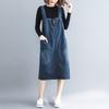 Anmida Denim Overalls Dress Relaxed Skirt, Fit, Stylish, Cute, Figure-Flattering, Pockets, Knee-Length, Spring/Summer