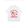 Oversize Women's Short-Sleeve T-Shirt with Cartoon Coffee Cup Figure & "MORE ESPRESSO LESS DEPRESSO" Text Print