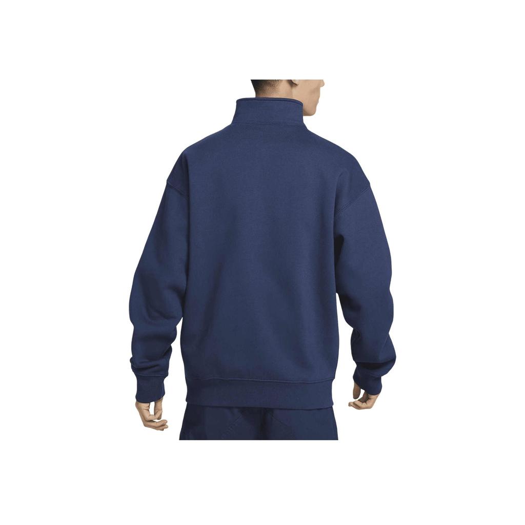 Nike Solid Color Logo Half-Zip Pullover Sweatshirt Men Tops Midnight-Blue DX4249-410