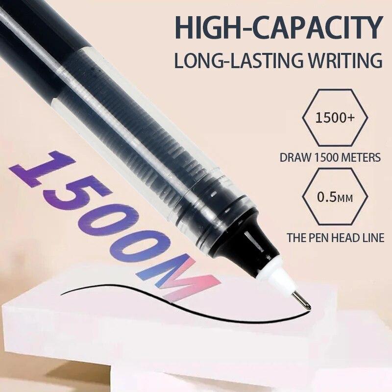 12pcs Student Neutral Straight Liquid Type Ballpoint Gel Pen 0.5mm Black Blue Red Writing Tools
