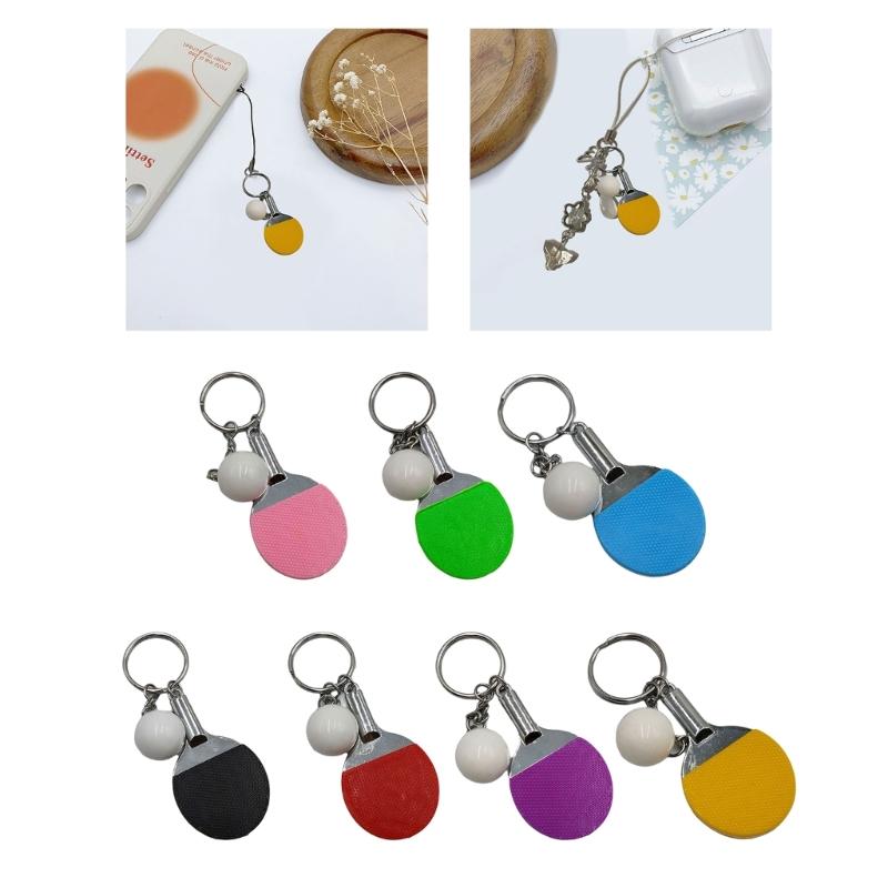 Playing Table Tennis Metal Key Rings Hanging Decorations for Key Backpacks Pingpong Keychain Keyrings Pingpong Key Chain