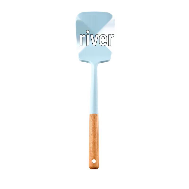Oeny 3-Pack Silicone Slotted Spatulas with Wooden Handles