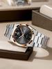 Men's Ultra-Thin Luminous Quartz Watch with Steel Band and Double Calendar, Waterproof.