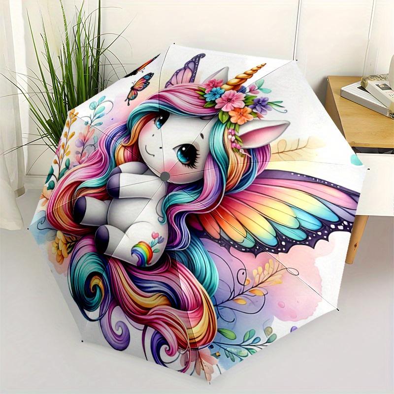 

1pc Unicorn Idea Automatic Opening and Closing Umbrella - Small Umbrella Suitable for Various Occasions, Portable 3-Fold Small Umbrella for