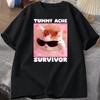 Tummy Ache Survivor Funny Cat Meme Tshirt Unisex Women Silly Stupid Cat Tee Shirt Unisexs Short Sleeve T Shirts Cotton Oversized Top