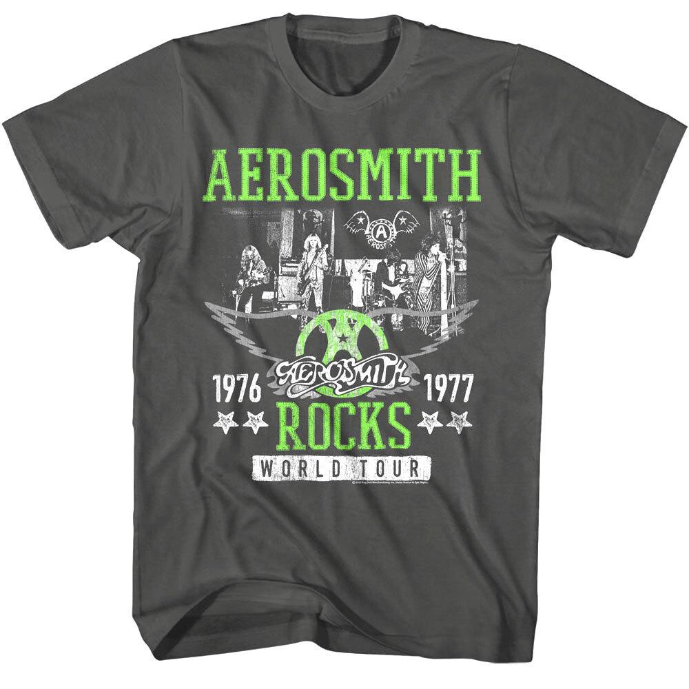 Aerosmith Rocks World Tour 1977 Men T Shirt Vintage Stars Rock Band Album XXL