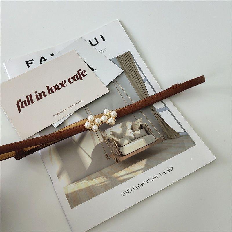 

Pearl Sophisticated Waist Cinch Belt For Dresses Simple Elegant Accessory For Women In Brown Black StyleD