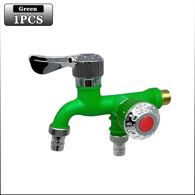 Toilet Faucet Double Outlet Double Control 2-in-1 Faucet Home Bathroom Hose Irrigation Accessory Plastic Connector