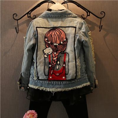 Enfants filles vestes Cool enfant manches longues col rabattu manteaux fille modèle Denim vêtements d'extérieur