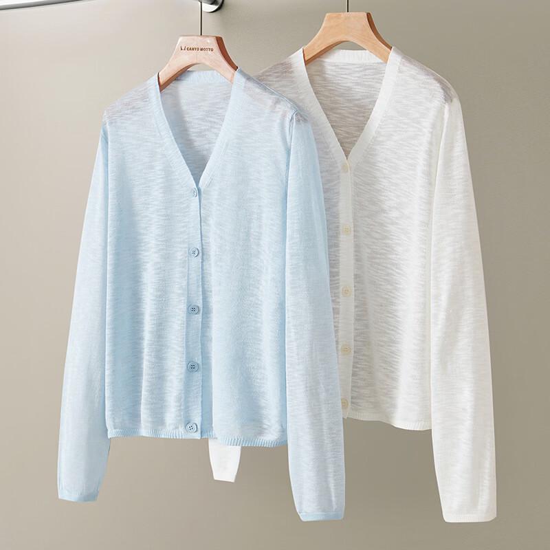 Women's French V-Neck Bamboo Knot Yarn Lightweight Cardigan