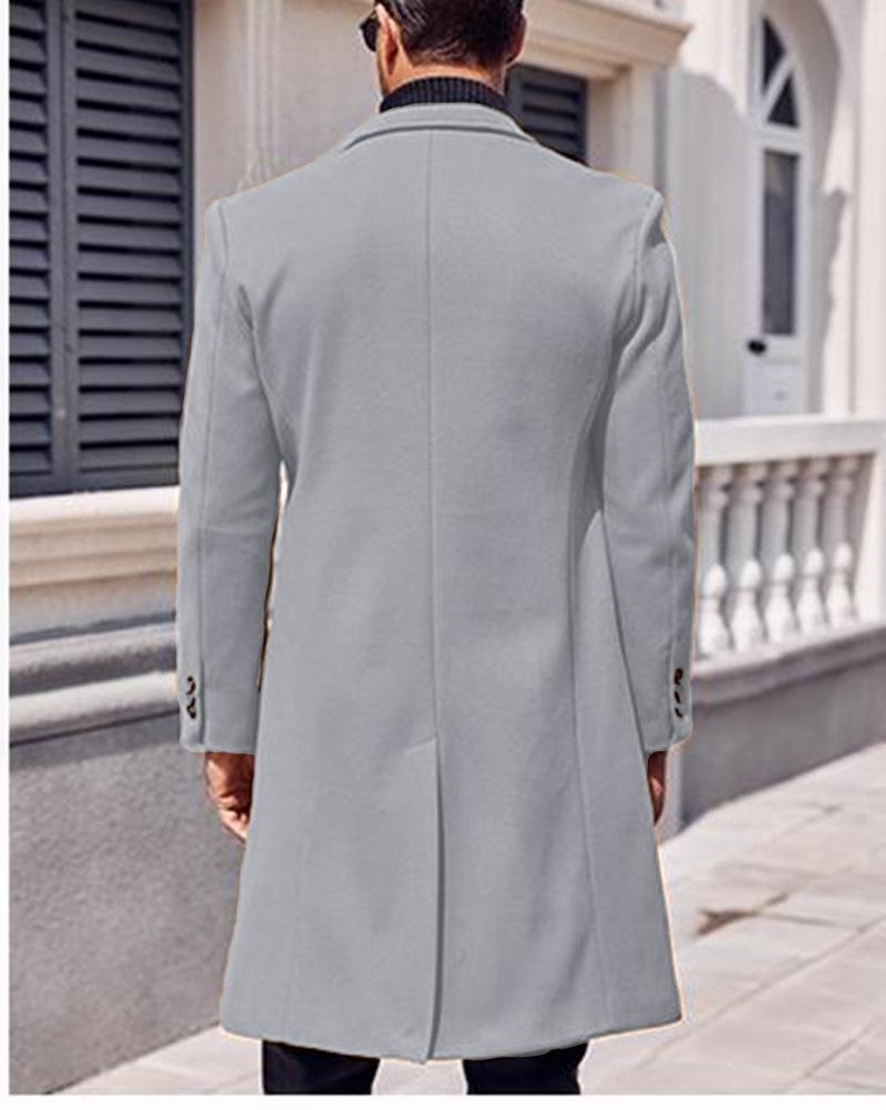 Herren Europäischer Stil Zweireihiger Dicke Wollige Lange Jacke, Große Größen, Cross2024 Kollektion