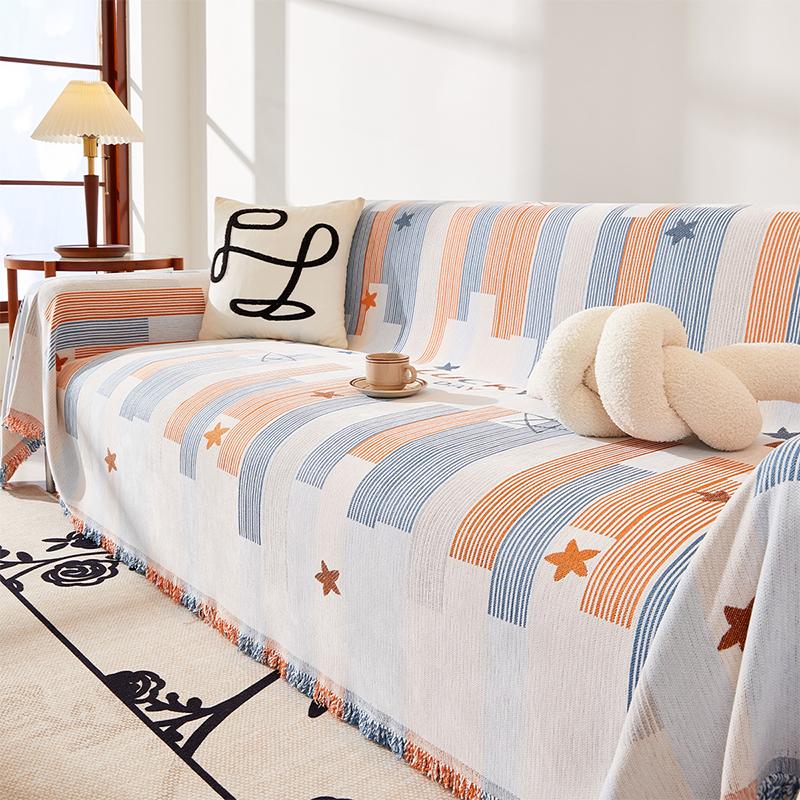 

1 шт. современный мягкий чехол для дивана с кисточками в виде звезды, украшение для гостиной, 1/2/3/4 места, простая атмосфера, четыре сезона, универсальный 180x130cm