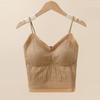 Canottiera da Donna in Pizzo con Scollo a V e Reggiseno Imbottito Integrato, Vestibilità Aderente Senza Schiena, Canottiera Base Anti-sfregamento per l'Uso Quotidiano Estivo