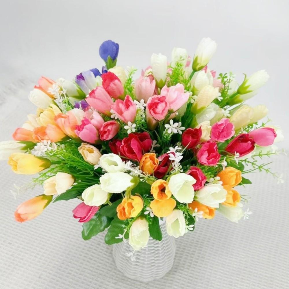 New Long Stem Artificial Tulip Bouquet Decorative Authentic Touch Artificial Flowers DIY Fake Flower Floral Arrangement