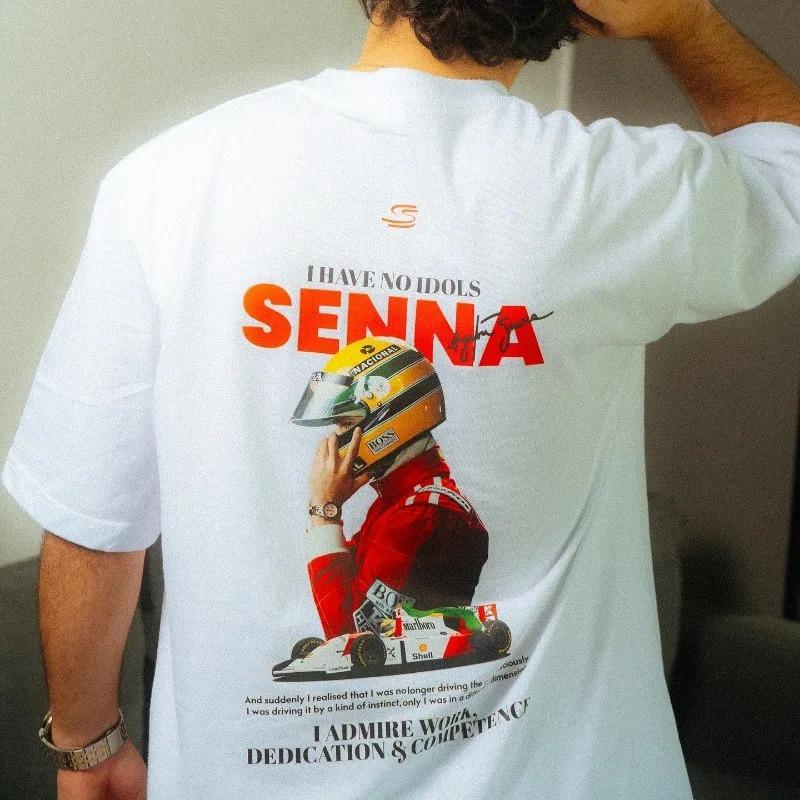 T-shirt da uomo Senna Racing T-shirt in cotone Manica corta Unisex Uomo Donna Estate Girocollo High Streetwear Abbigliamento